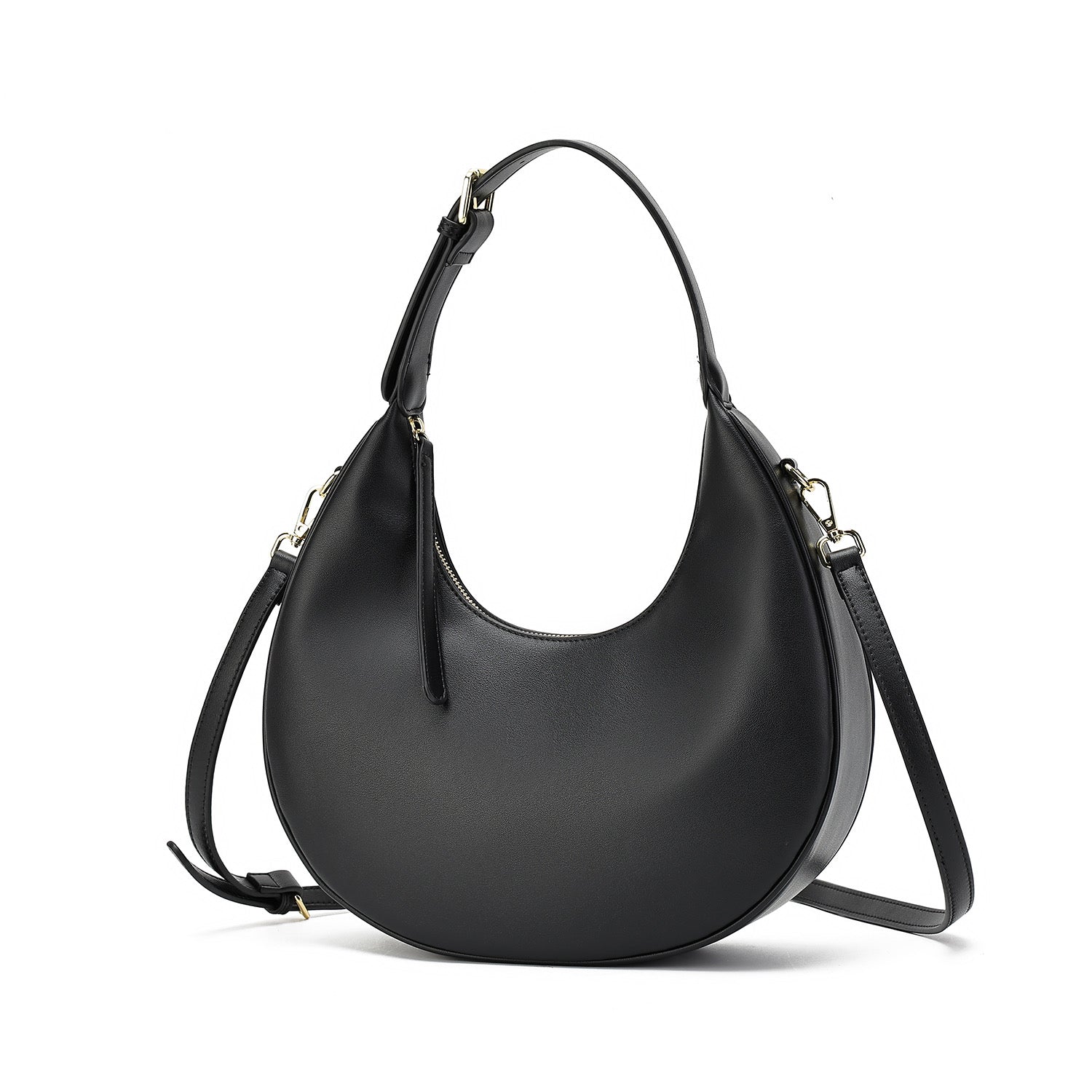 VELKORS Black Leather Shoulder Bag
