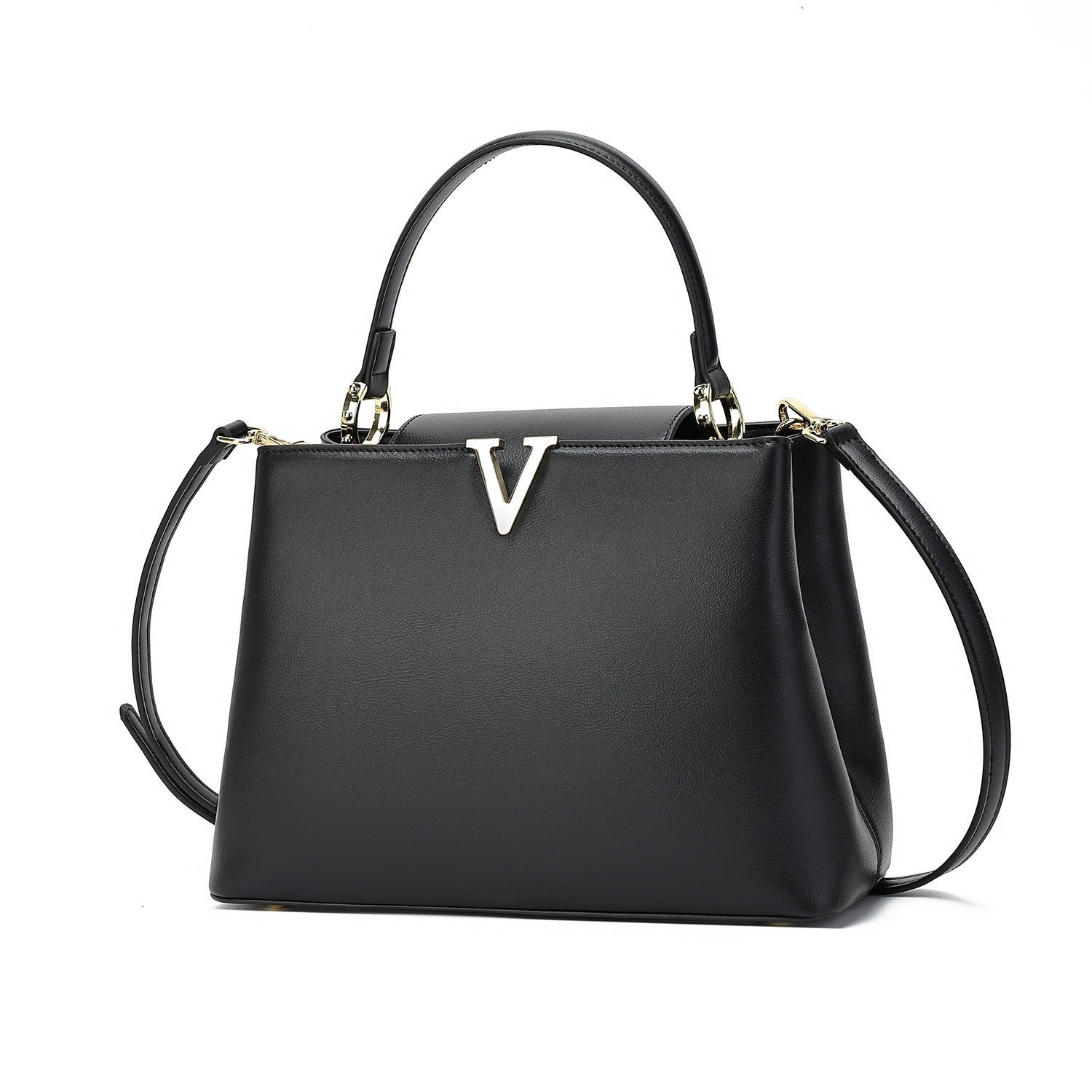 Beige Structured Top-Handle Bag