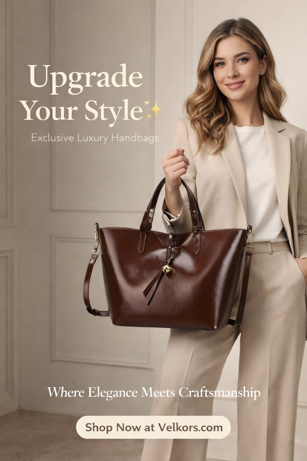 VELKORS ONYX Leather Tote Bag (Black Color)