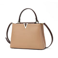Beige Structured Top-Handle Bag