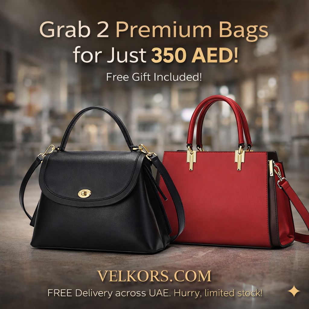 Velkors Premium Duo Set: Choose 2 Designer Handbags (Black & Red) + Free Mystery Gift