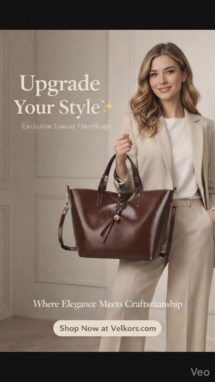 VELKORS TEMPEST Leather Tote Bag (Brown Color)