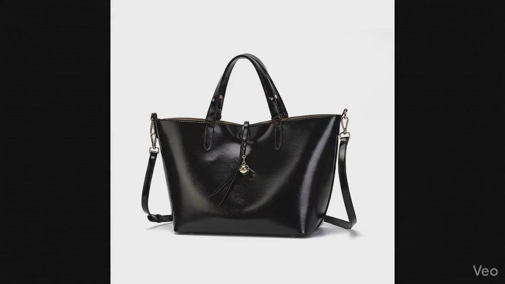 VELKORS ONYX Leather Tote Bag (Black Color)